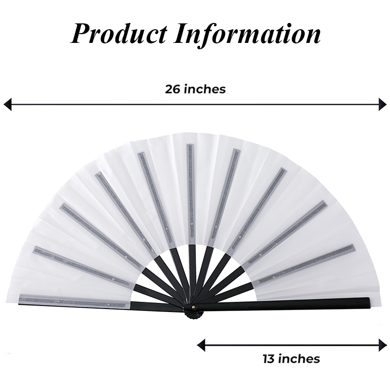 Custom Large Rave Clack Folding Hand Fan UV Glow Popping Handheld Foldable Silk Fan for Music Party - Image 2