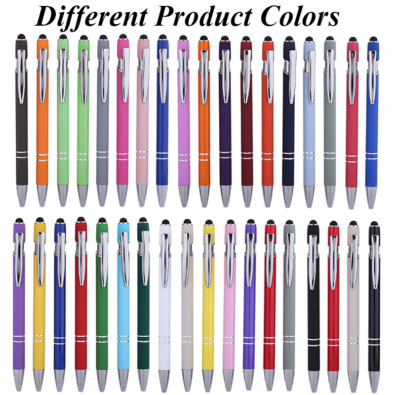 Bulk Custom Stylus Black Ink Rubberized Soft Touch Ballpoint Pen with Logo - Image 3