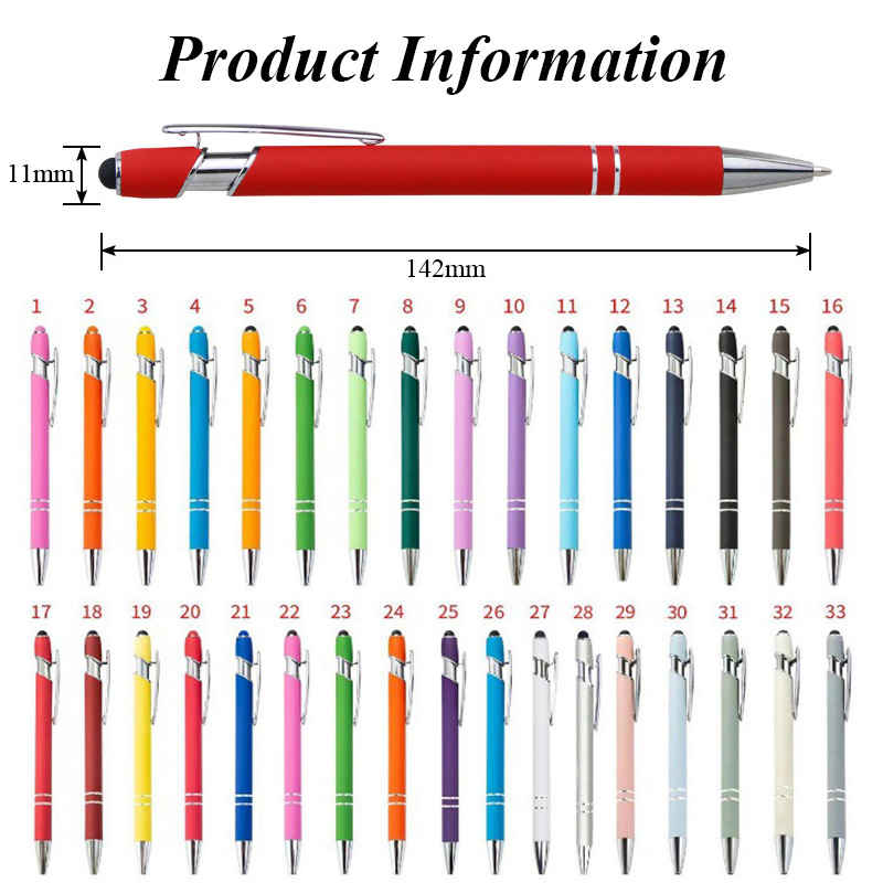 Bulk Custom Stylus Black Ink Rubberized Soft Touch Ballpoint Pen with Logo - Image 2