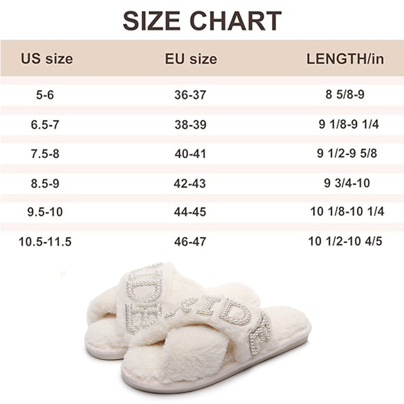 Customized White Soft Plush Fluffy Cross Band Rhinestone Bride Slippers for Wedding - Image 2