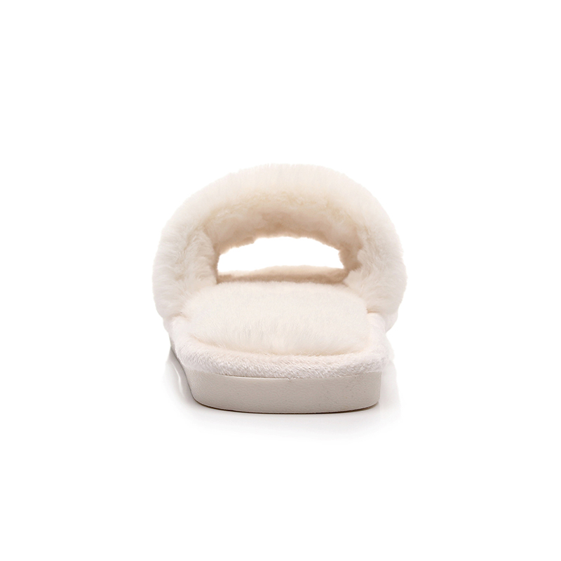 Customized White Soft Plush Fluffy Rhinestone Winter Bride Slippers for Wedding - Image 7