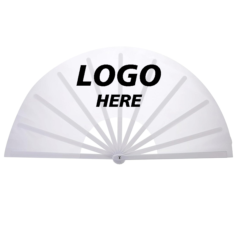 Custom Imprint White Large Popping Clacking Rave Hand Folding Fan for Line Dancing