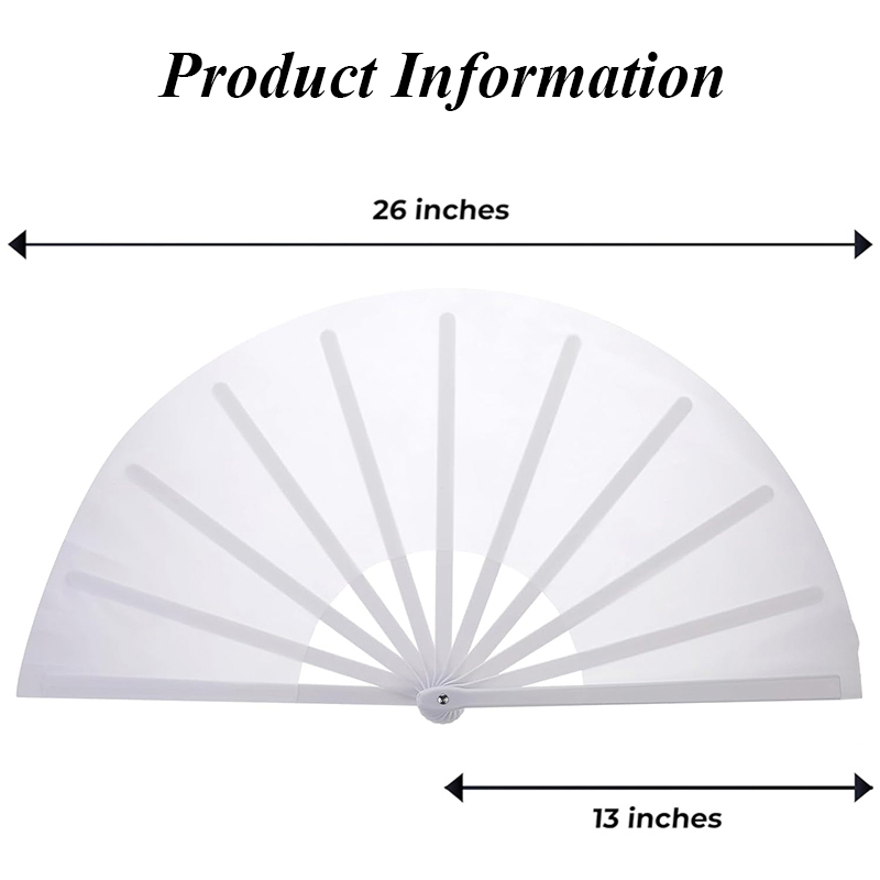 Custom Imprint White Large Popping Clacking Rave Hand Folding Fan for Line Dancing - Image 2
