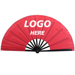 Custom Logo Red 13IN Large Popping Clacking Rave Hand Folding Fan for Dancing