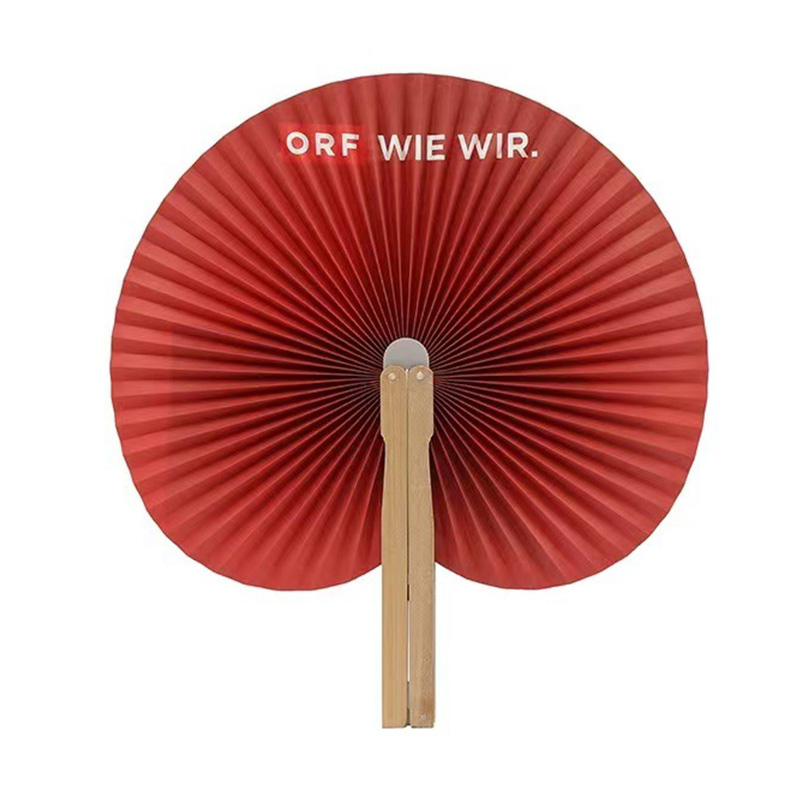 Custom Hand Made Decorative Wooden Handle Paper Folding Fans for Events