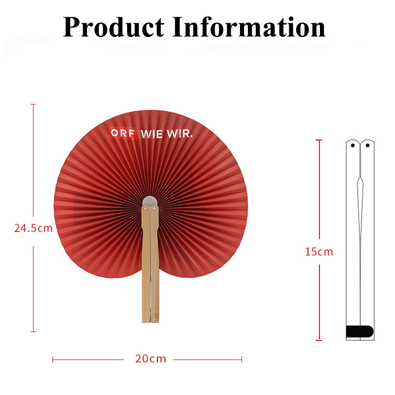 Custom Hand Made Decorative Wooden Handle Paper Folding Fans for Events - Image 2