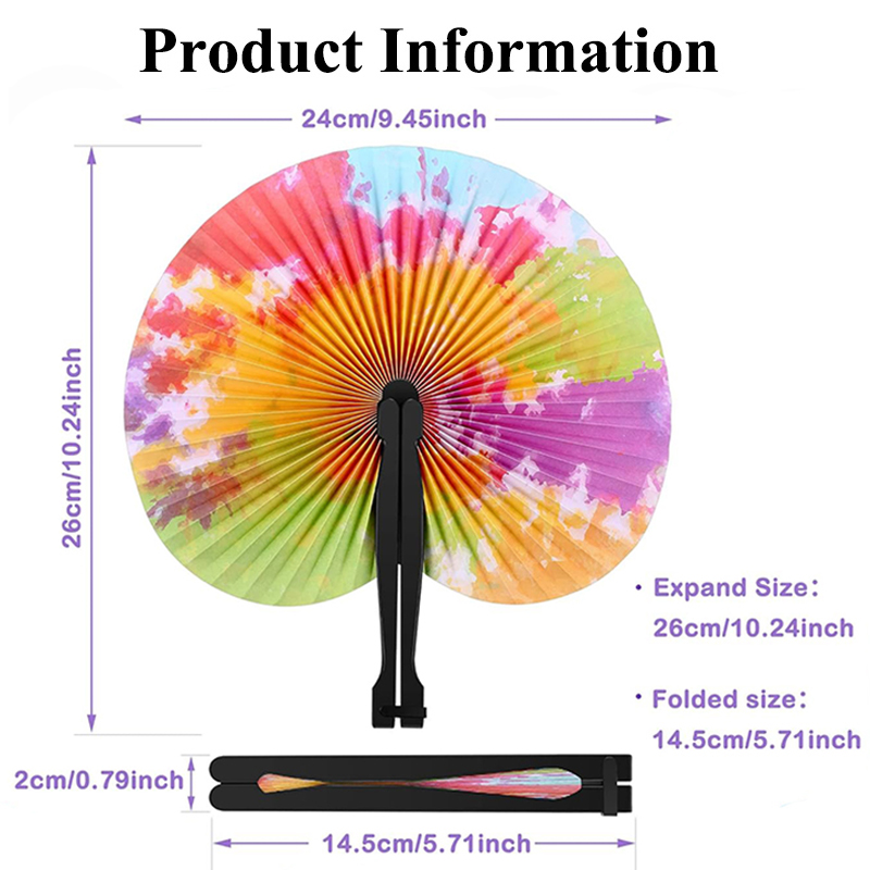 Custom Print Colorful Decorative Black Plastic Handle Paper Folding Fans for Party - Image 2