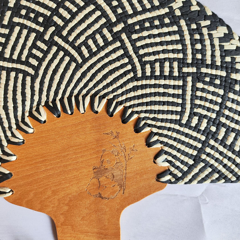 Custom Handwoven Made Summer Natural Raffia Straw Palm Hand Fan for Beach - Image 3
