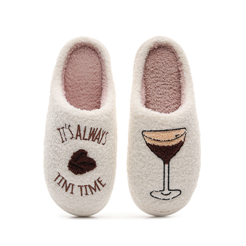 Custom Design Your Logo Cozy Fuzzy House Indoor Home Use Warm Winter Slippers