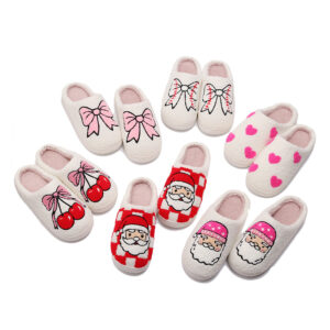 Custom Your Logo Cozy Fuzzy House Indoor Home Use Christmas Warm Winter Slippers