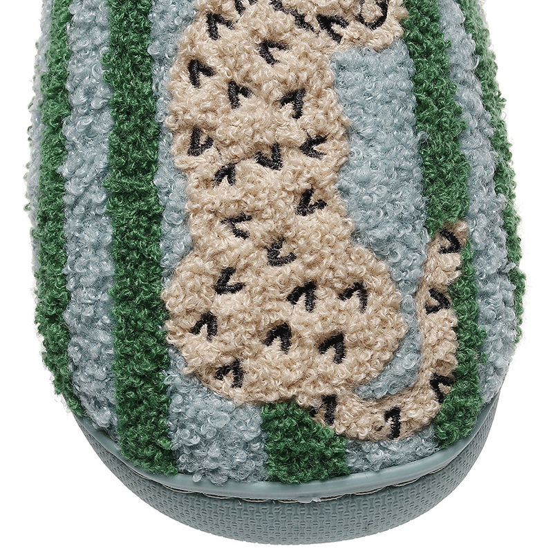Custom Your Logo Cute Leopard Patterns Indoor Warm Winter Slippers for Home Use - Image 4