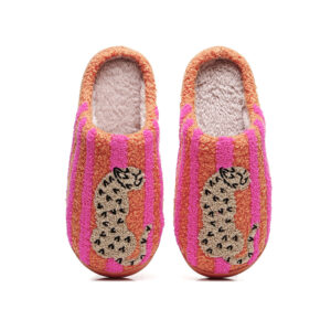 Custom Your Logo Cute Leopard Patterns Indoor Home Use Warm Winter Slippers